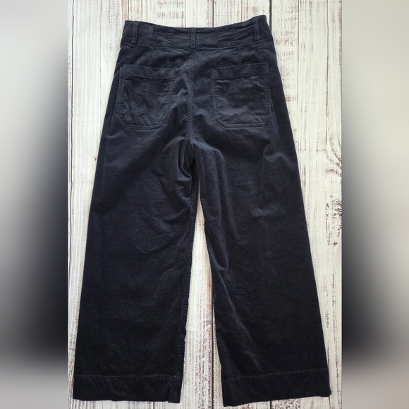 Anthropologie Maeve The Colette Corduroy Crop Wide-Leg Pants Navy Blue 28 - Picture 7 of 8